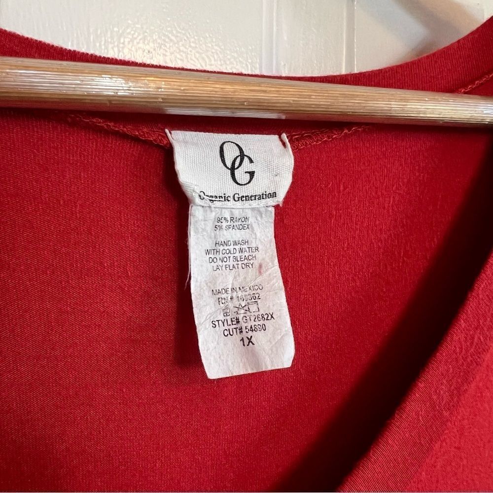 Organic Generation Red T-shirt 1X - Picture 5 of 7